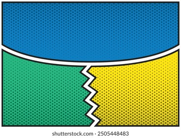 Comic magazine background set. Halftone dotted Comic blank layout template pop-art style. 3 frame for print social media and website