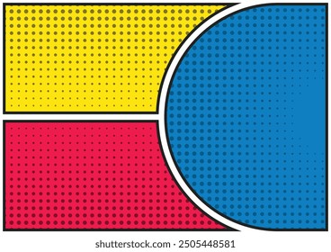 Comic magazine background set. Halftone dotted Comic blank layout template pop-art style. 3 frame for print social media and website