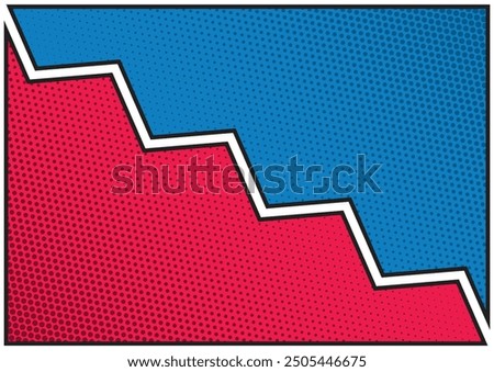 Comic magazine background set. Halftone dotted Comic blank layout template pop-art style. 2 frame for print social media and website