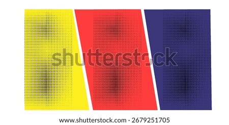 Comic magazine background set. Halftone dotted Comic blank layout template pop-art style. 3 frame for print social media and website