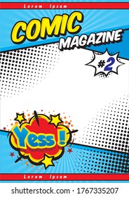 Comic magazine cover template. vector illustration