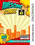 Comic magazine cover. Vintage comic book vector template. Book cover for comic cartoon magazine page illustration