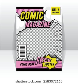 Comic magazine front page layout background template vector