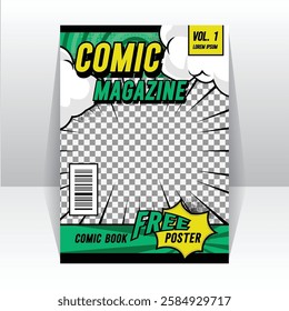 Comic magazine front page layout background template graphic