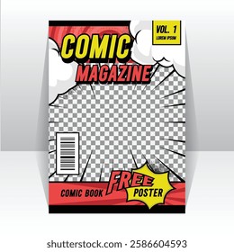 Comic magazine front page layout background template concept