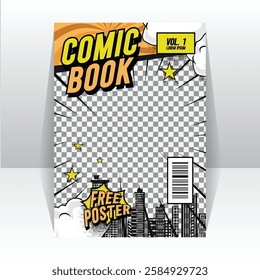 Comic magazine template front page layout design