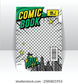 Comic magazine template front page layout concept