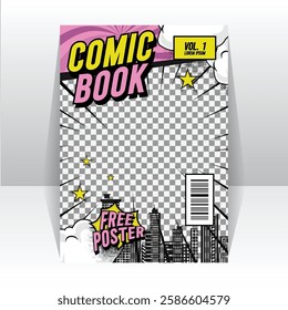 Comic magazine template front page layout background