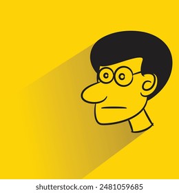 comic male face character with shadow on yellow background