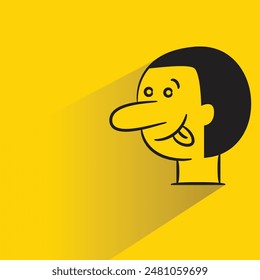 comic male face character with shadow on yellow background