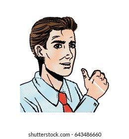 comic man business wear shirt and tie design