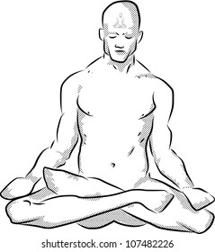 Comic Man Meditating Vector