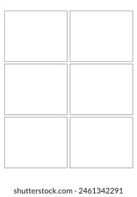 Comic or Manga background, pop art backdrops in frames and panel for mangaka or comic artists. 6 panels comic