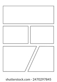 Comic- oder Manga-Hintergrund, Pop-Art-Kulissen in Rahmen und Panel für Mangaka oder Comic-Künstler	