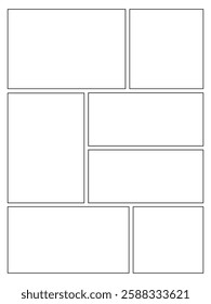 Comic or Manga background, pop art backdrops in frames and panel for mangaka or comic artists. Manga storyboard layout template.
