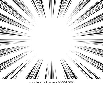 Comic and manga books speed lines background. explosion background. Black and white vector illustration