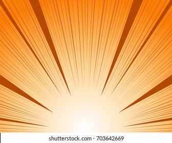 Comic and manga books speed lines background. yellow vector illustration