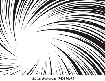 Comic and manga books speed lines background. Superhero action, explosion background. Black and white vector illustration