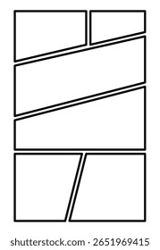 Comic or manga page background. Vector blank comic storyboard for sketching in frames and panels.
