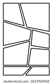 Comic or manga page background. Vector blank comic storyboard for sketching in frames and panels.