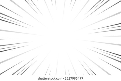 Comic manga radial lines with speed effect for comics book. Black and white explosion background.