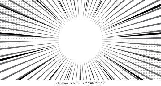 Comic manga radial lines with speed effect for comic books.