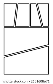 Comic or manga stripe template, backgrounds in frame. White layout background with text copy space. Illustration, vector.