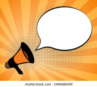 comic megaphone background in style of pop art