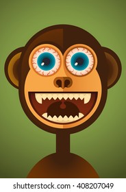 Comic monkey. Vector illustration.