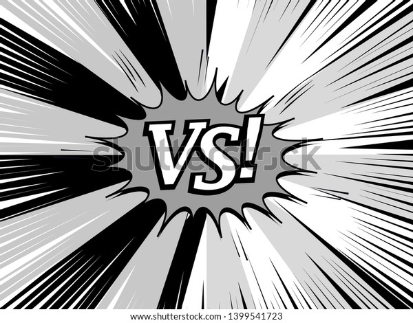 Comic monochrome\
duel composition with speech bubble VS letters radial and rays\
effects. Vector\
illustration