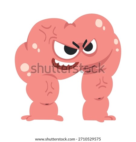 Comic Monster Character with Evil Grin on Face Vector Illustration
