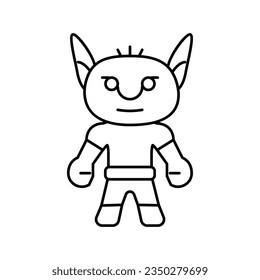 vector de icono de linea linda del monstruo del cómic. signo lindo del monstruo del cómic. símbolo de contorno aislado ilustración negra