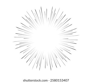 Comic motion lines with radial focus for high-energy effects.    Vector design for manga and anime graphics.