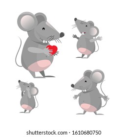 Comic mouse in flat style