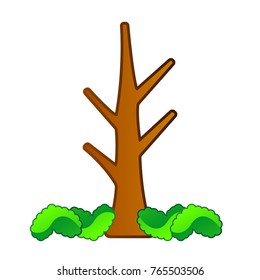 Comic naked tree isolated on white background, Vector illustration