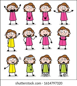 Comic Office Girl - Set of Concepts Vector illustrations