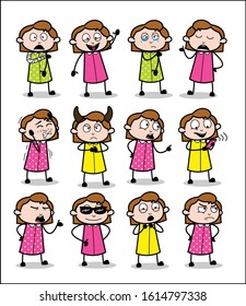 Comic Office Girl - Set of Concepts Vector illustrations