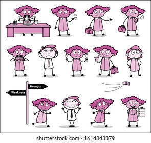 Comic Office Lady - Set of Various Concepts Vector illustrations