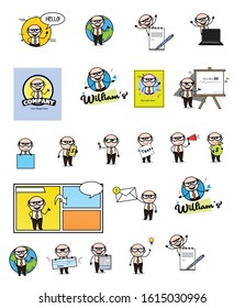 Comic Old Boss - Collection of Concepts Vector illustrations