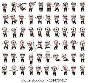 Comic Old Boss Poses - Set of Concepts Vector illustrations