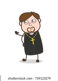 Comic Old Priest Showing Slap Vector Illustration
