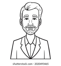 comic outline avatar. businessman, monochrome.