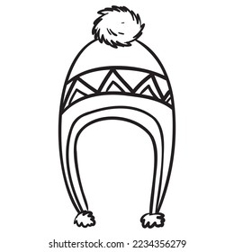 dibujo cómico de un sombrero de lana de invierno con una bomba.