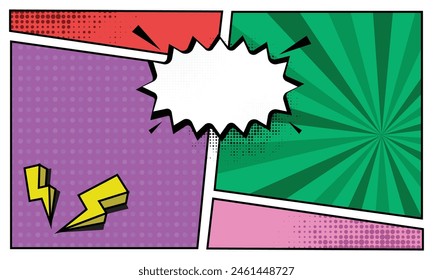 Comic page abstract colorful background template design