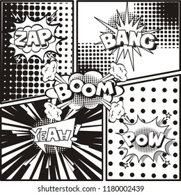 Comic Page Background Explosion Black White Stock Vector (Royalty Free)  1180002439 | Shutterstock