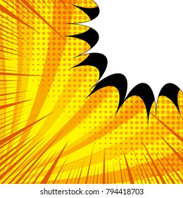 Comic Page Beautiful Concept with white blank speech bubble halftone and rays effects on radial background. Vector illustration