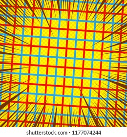 Comic page colorful template with rays grid and halftone humor effects. Vector illustration
