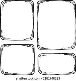 Comic page composition vector for backdrop layout. Black line graphic hand drawn illustration. Information box space for text, pictures, design.