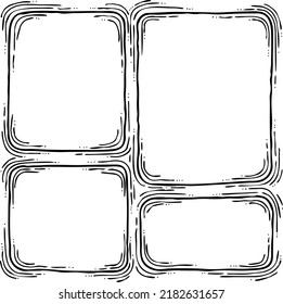 Comic page composition vector for backdrop layout. Black line graphic hand drawn illustration. Information box space for text, pictures, design.