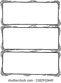 Comic page composition vector for backdrop layout. Black line graphic hand drawn illustration. Information box space for text, pictures, design. Decorative element border frame vintage hand drawing.